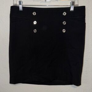 White House Black Market Black Pencil Skirt with Buttons Size 6
